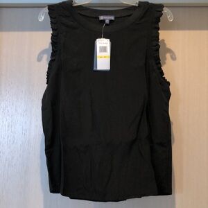 Democracy black ruffle sleeveless top. Size M